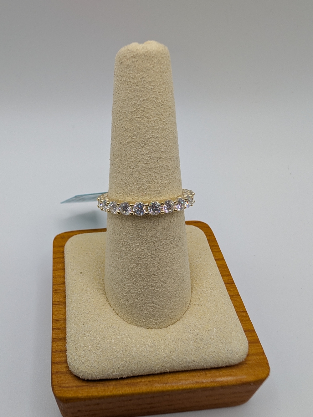 NWT 2.10 CTW D VVS Moissanite Eternity Band 925 Gold Over Sterling Silver Size 8